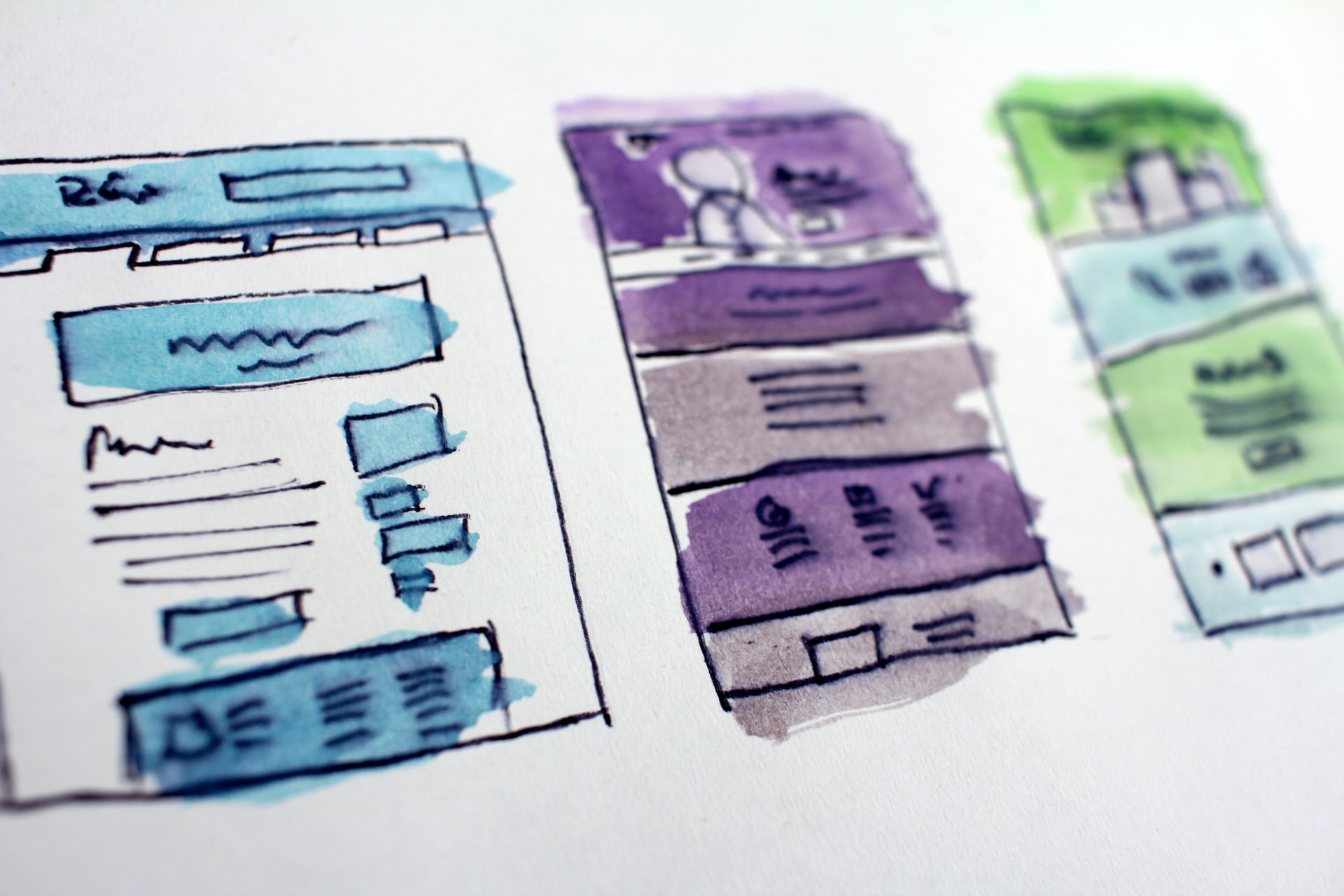 website wireframe watercolour